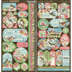 Наліпки Graphic 45 Bird Watcher Cardstock Stickers 30*30см