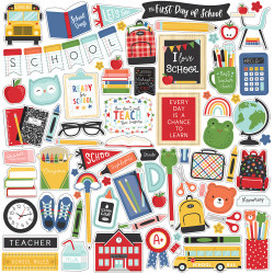 Наліпки 30*30см Echo Park I Love School Element Stickers