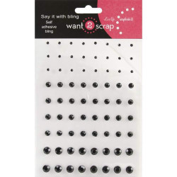 Стрази Want2Scrap Black, 72шт