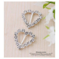 Пряжка стразы сердце 21*20мм, 1шт