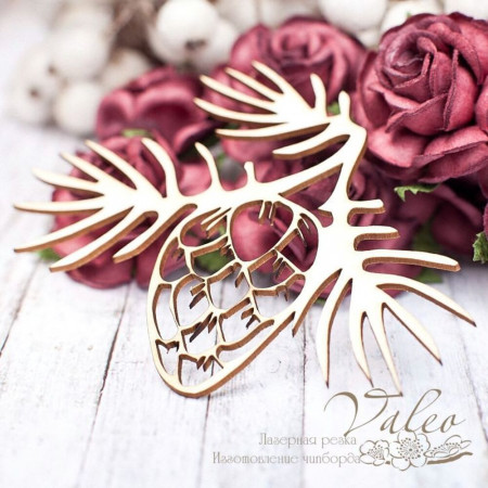 Чипборд Valeo Веточка с шишкой 90*72мм V1619