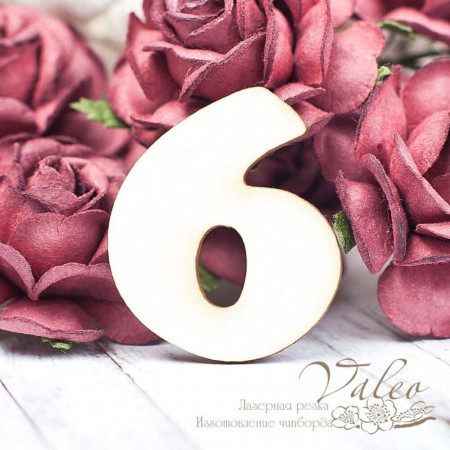 Чипборд Valeo Цифра 6 34*30мм V1608