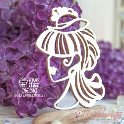 Чіпборд Scrapbox жіночий силует у маленькому капелюшку Ho-156, 48*62мм