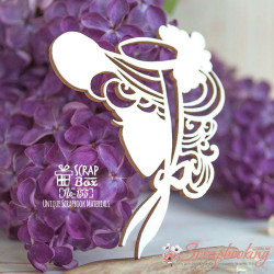 Чіпборд Scrapbox жіночий силует у капелюшку зі стрічками Ho-155, 52*60мм