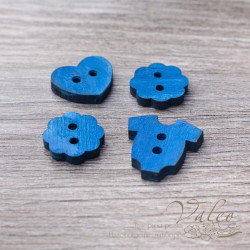 Набір ґудзиків дерев'яних синій Valeo, 4шт V2707