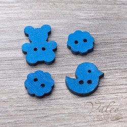 Набір ґудзиків дерев'яних синій Valeo, 4шт V2708