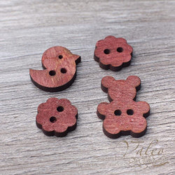 Набір ґудзиків дерев'яних бордовий Valeo, 4шт V2709