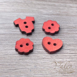 Набір ґудзиків дерев'яних червоний Valeo, 4шт V2712