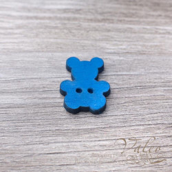 Гудзик дерев'яний ведмедик синій 21*27мм Valeo V2716