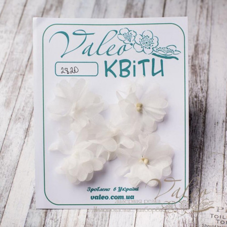 Набір квітів Valeo Незабудки тканинні 4см білий 5шт V2820