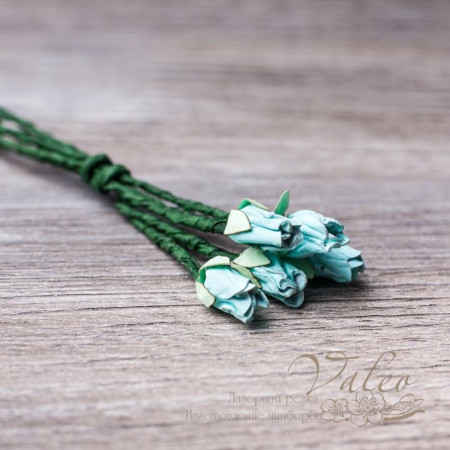 Букет троянд паперових Valeo 13мм бірюза 5шт V2827