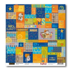 Аркуш паперу 30*30см ScrapBerrys Басик2 Записки мандрівника односторонній