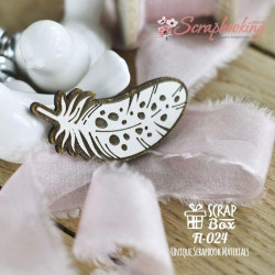 Дерев'яна фішка Scrapbox пір'янка перепілки Fl-024, 48*23мм