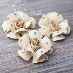 Набір квітів Valeo Троянди паперові 40*40мм горох бежевий 3шт V2943