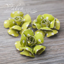 Набір квітів Valeo Троянди паперові 40*40мм оливковий горох 3шт V2946