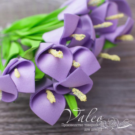 Набір квітів Valeo Калли з фоамірану 20*30мм бузковий 5шт V3049