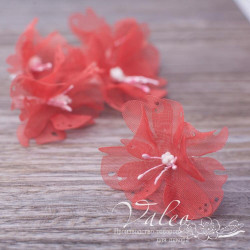 Набір квітів Valeo Незабудки тканинні 4,5см кораловий 5шт V3055