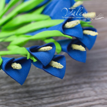 Набор цветов Valeo Каллы из фоамирана 20*30мм синий 5шт V3059