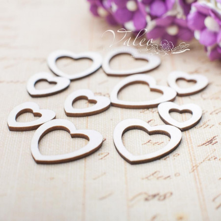 Чіпборд Valeo набір Сердечки 5шт 19*21мм V3104