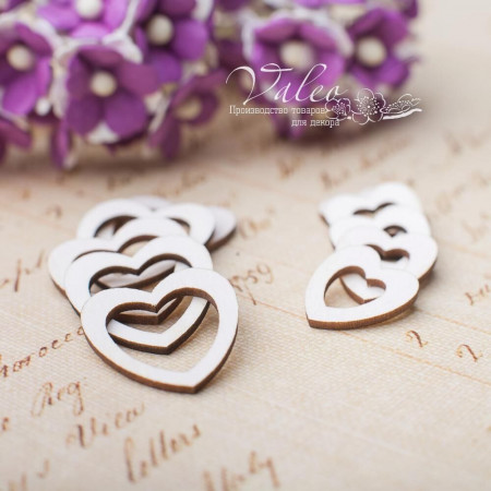 Чіпборд Valeo набір Сердечки 5шт 19*21мм V3104