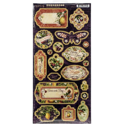 Чіпборд Graphic 45 Fruit & Flora Chipboard Die-Cuts 15*33см