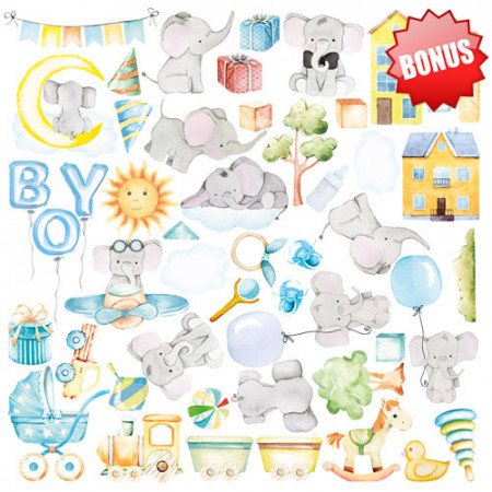 Набір паперу 30*30см Fabrika Decoru My cute Baby elephant boy 10аркушів