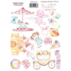 Наліпки 16*21см Fabrika Decoru My cute Baby elephant girl 238, 16шт