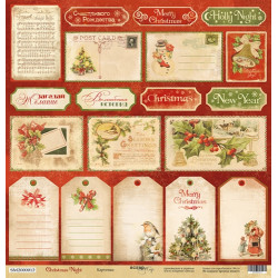 Аркуш паперу 30*30см Scrapmir Christmas Night Картки односторонній