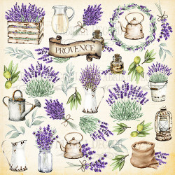 Аркуш паперу 20*20см Fabrika Decoru Lavender Provence Малюнки
