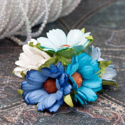 Букет хризантем біло-блакитний, 5шт
