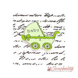 Ґудзик дерев'яний дитячий візочок 34*32мм зелений