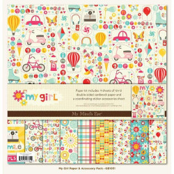 Набір паперу 30*30см MME My Girl, 9аркушів+1наклейка