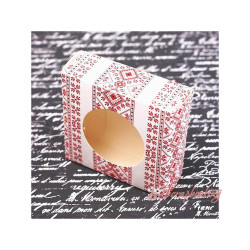 Коробочка з віконцем вишиванка червоний, 80*80*30мм