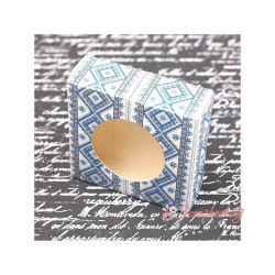 Коробочка з віконцем вишиванка синій, 80*80*30мм