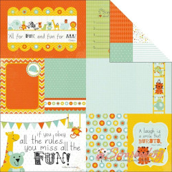 Аркуш паперу 30*30см Kaisercraft Party Animals Bop! двосторонній