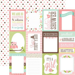 Аркуш паперу 30*30см Echo Park Bundle of Joy Girl Journaling Cards