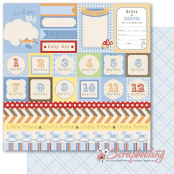 Аркуш паперу 30*30см Ruby Rock-It Bella! Baby Boy Snippets двосторонній