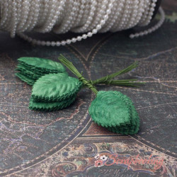 Листя троянди паперові 2,0 * 3,5 см зелені, 10шт