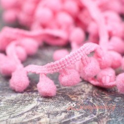 Тесьма MK45 помпон рожевий, 1,5см, 1м