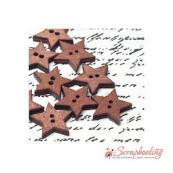 Гудзик дерев'яна зірочка 19мм коричневий