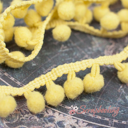 Тесьма MK45 лимонний помпон, 1,5см, 1м