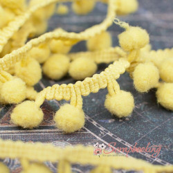 Тесьма MK45 лимонний помпон, 1,5см, 1м