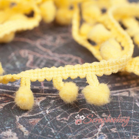 Тесьма MK45 помпон жовтий, 1,5см, 1м