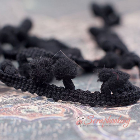 Тесьма MK45 помпон черный, 1,5см, 1м