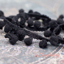 Тесьма MK45 помпон чорний, 1,5см, 1м