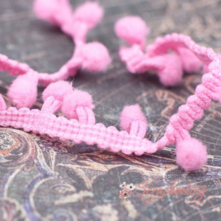 Тесьма MK45 помпон лаванда, 1,5см, 1м