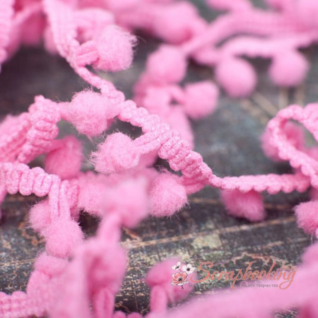 Тесьма MK45 помпон лаванда, 1,5см, 1м