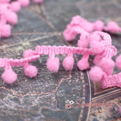 Тесьма MK45 помпон лаванда, 1,5см, 1м