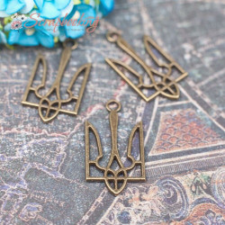 Підвіска металева герб України бронза 15*30*1,5мм, 1шт