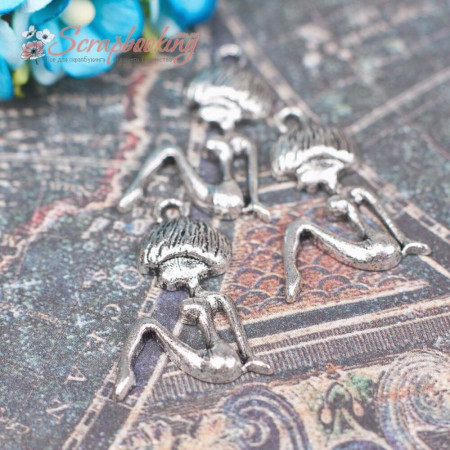 Підвіска металева дівчинка срібло 15*22*3мм, 1шт